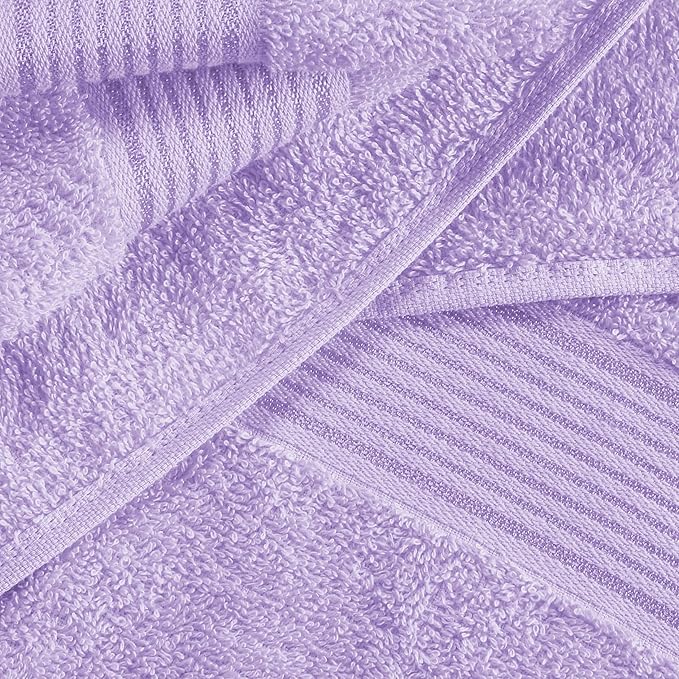 BELZZI Home Ultra Soft 4 Pack Oversized Bath Towel Set 27x54, Cotton Compact Bath Towels, Highly Absorbant Eco-Friendly Quickdry & Lightweight Towel, Ideal for Gym Travel Camp Pool - Purple