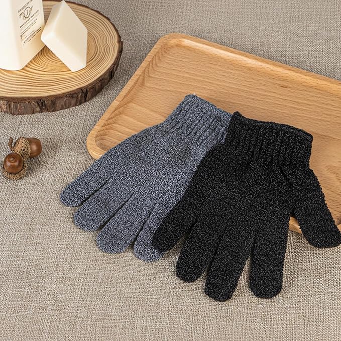 4 Pairs Exfoliating Gloves for Shower, Shower Gloves, Body Scrubber, Korean Exfoliating Mitt Body Scrubber, Microfiber Bath Gloves, Exfoliate Sponge Loofah Wash, Shower Scrubber