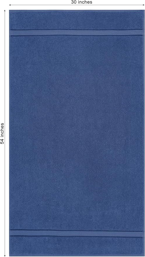 COTTON CRAFT Ultra Soft Bath Towels - 100% Cotton 4-Pack Plush Absorbent 580 GSM Luxury Bath Towels – Quick Dry Durable Machine Washable Oversized Towels for Bathroom Spa Gym – Blue