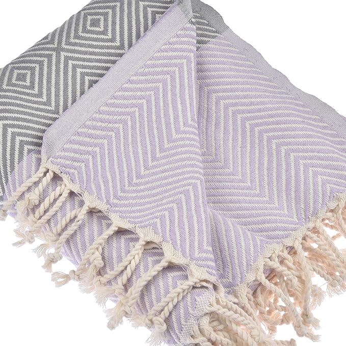 Personalized Embroidered Beach Towel | Throw Blanket, Easy Carry, Sand Free, Highly Absorbent, Quick Dry, Turkish Towels for Camping Bath Sauna Beach Gym Pool Yoga SPA by Lahammam, Newdiz, Lilac