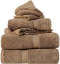 SUPERIOR Egyptian Cotton Pile 6 Piece Towel Set, Includes 2 Bath, 2 Hand, 2 Face Towels/Washcloths, Ultra Soft Luxury Towels, Thick Plush Essentials, Guest Bath, Spa, Hotel Bathroom, Latte