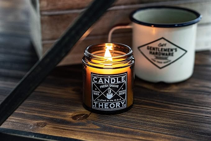 Scented Candle Gift Set of 3, 4oz Candles, Crackling Wood Wick Candled for Home, 3 Scents Cuban Cigar, Spanish Leather, Crackling Hearth, Mens Candle Bachelor Pad Decor Man Cave Decor