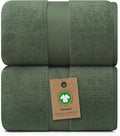 Alusa Home 100% Organic Luxury Bath Sheets - GOTS Certified - Extra Large 35x70 Inches (Pack of 2) Zero-Twist, Long-Staple Cotton Bath Sheet Set (Hunter Green)
