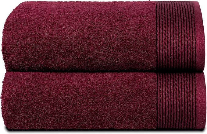 BELIZZI HOME Ultra Soft 2 Pack Oversized Bath Towel Set 28x55 inches, 100% Cotton Large Bath Towels, Ultra Absorbant Compact Quickdry & Lightweight Towel, Ideal for Gym Travel Camp Pool - Burgundy red