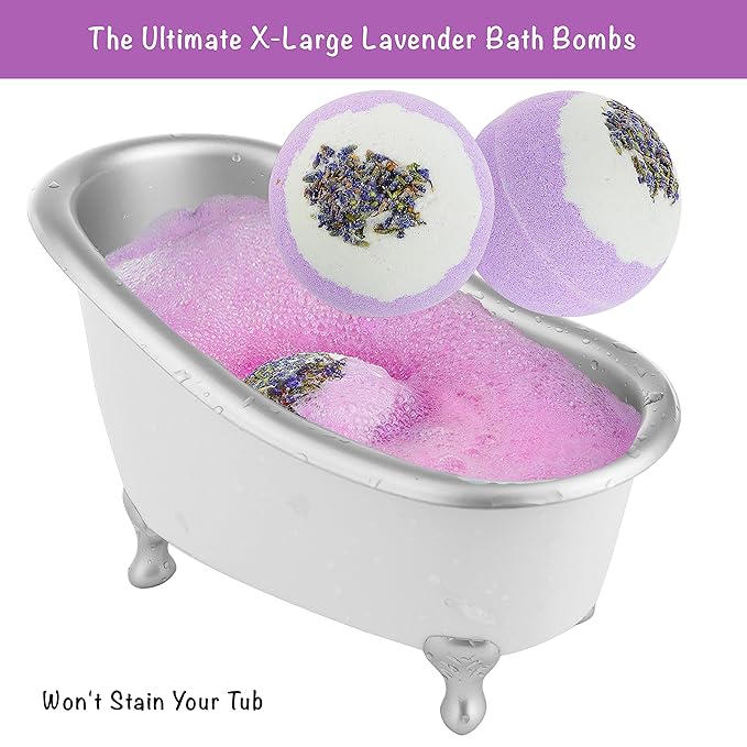 Mothers Day Bath Gift Basket Set for Women: Relaxing at Home Spa Kit Scented - Lavender and Jasmine with Large Bath Bombs, Salts, Shower Gel, Body Butter Lotion, Bath Oil, Bubble Bath, Loofah & More
