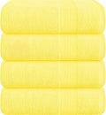 Belizzi Home 4 Pack Bath Towel Set 27x54, 100% Ring Spun Cotton, Ultra Soft Highly Absorbent Machine Washable Hotel Spa Quality Bath Towels for Bathroom, 4 Bath Towels Lime Yellow