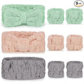 DiyJibb 9 Pcs Spa Headband for Washing Face,Skincare Headband and Wristband Set,Women Teen Girls Facial Hairbands for Washing Face, Makeup, Sports, Yoga (orange-pink + green + dark grey)