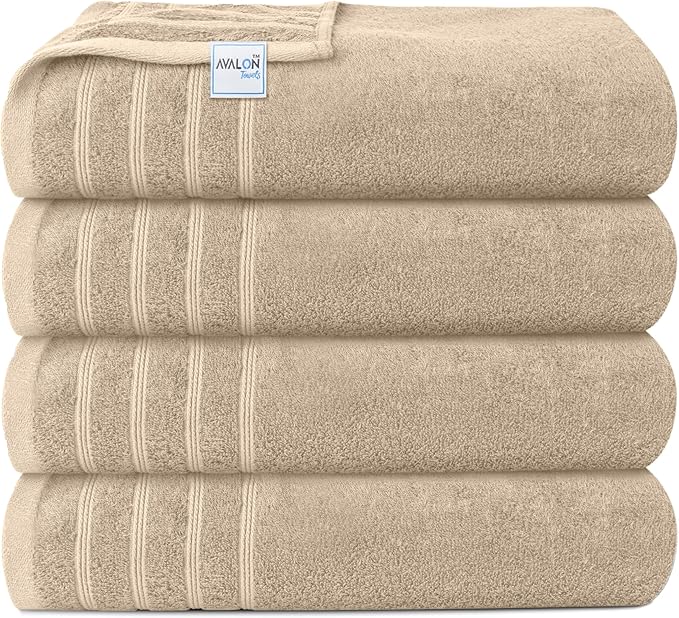 Avalon Towels Bath Towels Set of 4, Size 30 x 60 Inches, Highly Soft and Absorbent, Quick Drying, Lightweight, Perfect for Daily Use