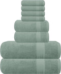 GLAMBURG Ultra Soft 8-Piece Towel Set - 100% Pure Ringspun Cotton, Contains 2 Oversized Bath Towels 27x54, 2 Hand Towels 16x28, 4 Wash Cloths 13x13 - Ideal for Everyday use, Hotel & Spa - Jade