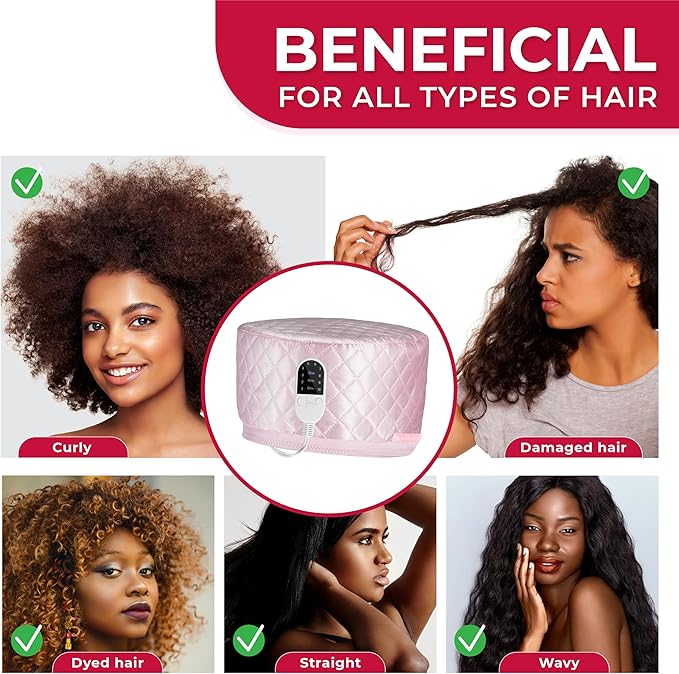 SISWOW Thermal Steamer Cap for Great Deep Conditioning With 10-level Heat for Natural Black Hair