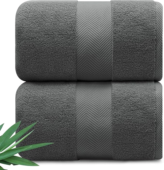 Alusa Home Ultra Soft & Plush Viscose from Bamboo Bath Sheets - 700 GSM Pack of 2 - Extra Large 70x35 in - Super Absorbent & Quick Drying (Granite Grey)