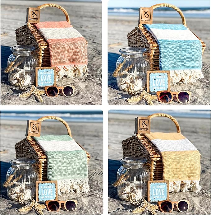 Turkish Beach Towels Oversized Clearance XL 40x71- Sand Free Beach Towel- 100% Cotton Soft Quick Dry Towel- Extra Large Travel and Pool Towels for Adults- Cloud Sandproof
