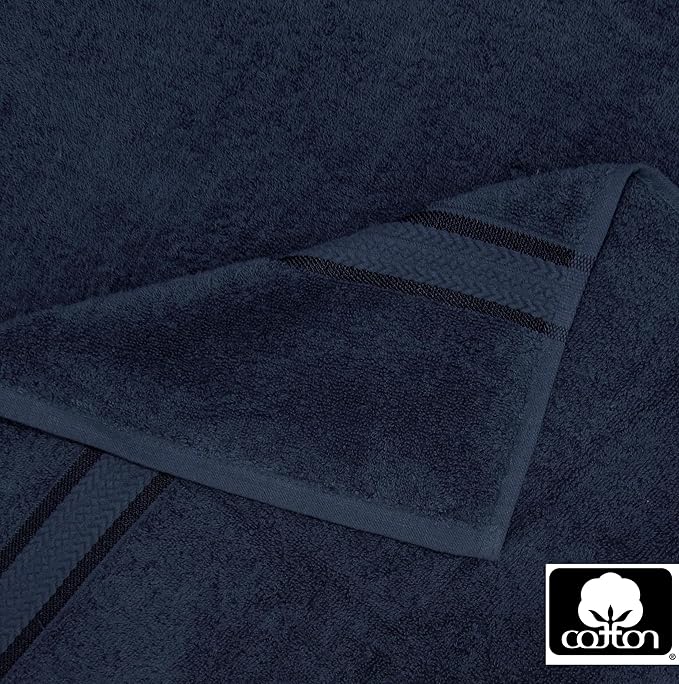 COTTON CRAFT Ultra Soft Hand Towels - 6 Pack - 16x28-100% Cotton Face Towels - Absorbent Quick Dry Everyday Luxury Hotel Bathroom Kitchen Spa Gym Shower Pool Camp Picnic - 580 GSM - Navy
