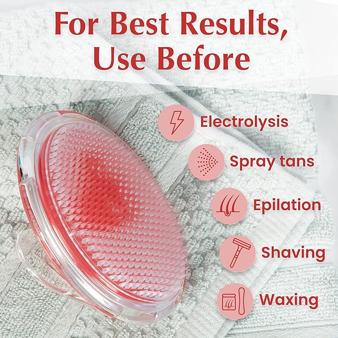 Dylonic Exfoliating Brush for Ingrown Hair and Razor Bump Prevention - Gentle Pre-Shave Exfoliator for Silky Smooth Skin on Face, Legs, Bikini Line - Orange, 4x3-Inch