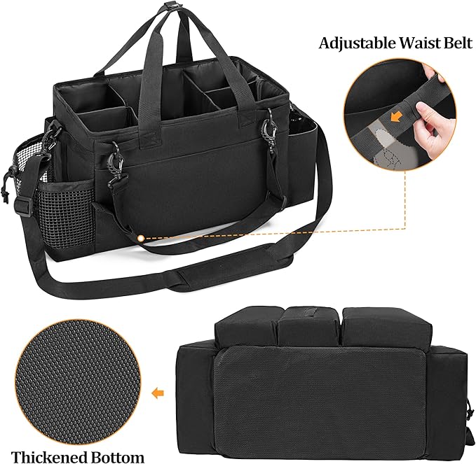 LoDrid Hot Tub Chemical Storage Bag, Pool Chemical Organizer with Handle and Shoulder Strap, Spa Supplies Carry Case for Adults, Black(Patent Design)