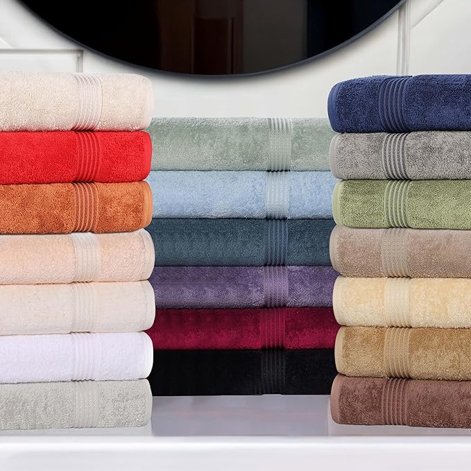 Superior Egyptian Cotton 6-Piece Towel Set, Bathroom Essentials, Towels For Bathroom, Apartment, Airbnb, Guest Bath, Face, Hand, Bath Towels, Washcloths, Absorbent, Fast Drying, Light Blue