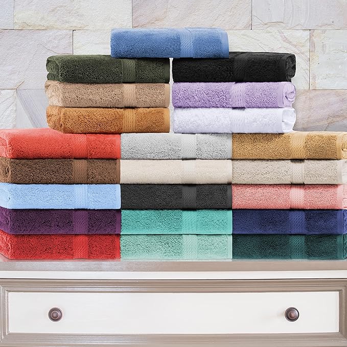 Superior Egyptian Cotton Pile 10 Piece Towel Set, Includes 2 Bath, 4 Hand, 4 Face Towels/ Washcloths, Ultra Soft Luxury Towels, Thick Plush Essentials, Guest Bath, Spa, Hotel Bathroom, Latte