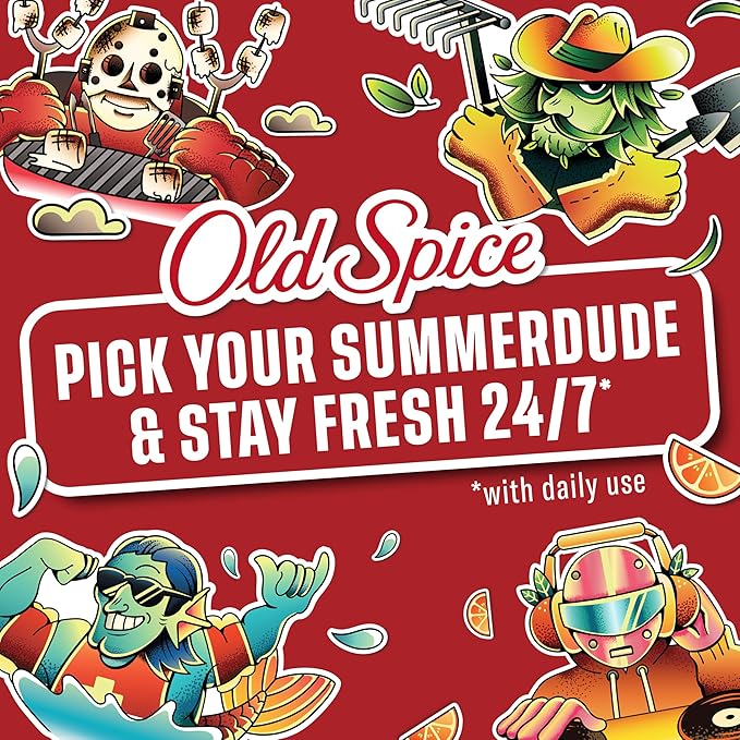 Old Spice Body Wash for Men, Summerdudes, 24/7 Shower Fresh with Daily Use, Long Lasting Scent, Cleanse & Refresh Skin, VIP Festival Experience, Brochella with Citrus Fizz Scent, 24 oz