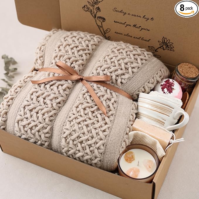 Cozy Care Package for Women – Warm & Comforting Thinking of You Gift Box for Birthday,BES Friend Gift, Get Well Soon, Sympathy, Self Care,Cancer Care & Encouragement(TAN)