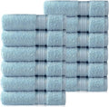 COTTON CRAFT Ultra Soft Washcloths - 12 Pack 100% Cotton Facecloths - Baby Wash Cloth Set - Absorbent Quick Dry Everyday Luxury Bathroom Kitchen Spa Gym Pool Dorm - Plush 580 GSM - 12x12 - Light Blue