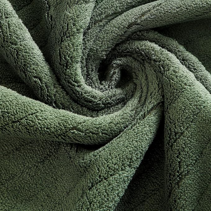 YTYC 39x78 Bath Sheets Extra Large Bath Towels Set for Adults Super Soft Absorbent Striped Microfiber Oversized Bathroom Towels - Olive Green, 6 PCS