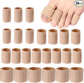 Blulu 24 Pieces Toe Tubes 0.98 Inches Cushion Tube Corn Pads for Toes Sleeves Soft Gel Protectors for Cushions Corns Blisters Calluses 3 Size(Skin Color,Assorted Sizes)