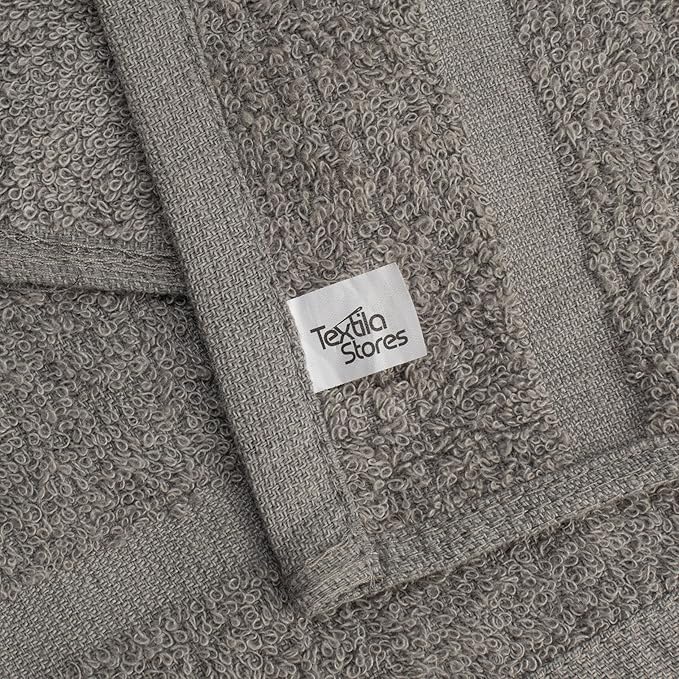 Basic Hand Towels 16x26 Inches – Pack of 12 – Grey Color – Soft and Absorbent Multipurpose Cotton Towels for Bathroom, Spa, Gym, Salon, Hotel, and Everyday Use