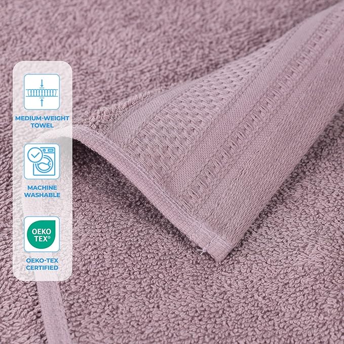 Superior Honeycomb Cotton Medium Weight Towels, for Guest Bath, Master Bathroom, Shower, Quick Dry, Adults, Home Essentials, Textured Waffle Border, Towel Set, Bath Towels, Set of 4, Sea Fog