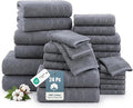 24-Piece Premium Towel Sets for Bathroom - 100% Cotton Bath Towels, 2 Bath Sheet, 2 Gym Towels, 2 Bath, 4 Fingertip, 6 Hand, 8 Washcloth, Hotel & Spa-Quality Design, Soft, Easy to Wash – Cool Grey
