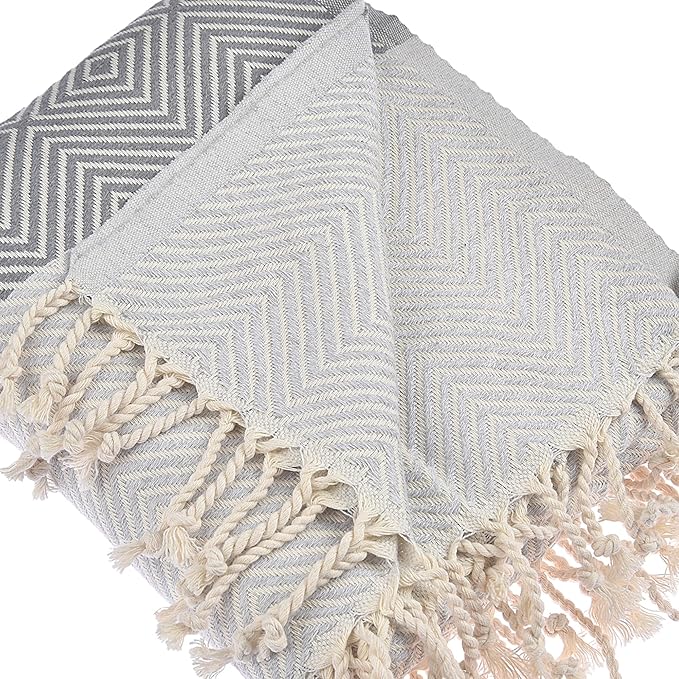 Personalized Embroidered Beach Towel | Throw Blanket, Easy Carry, Sand Free, Highly Absorbent, Quick Dry, Turkish Towels for Travel Camping Bath Sauna Beach Gym Pool Yoga SPA by Lahammam, Newdiz, Gray