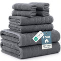 Casa Platino Premium Cotton Towels Set for Bathroom - 8 Pc Value Pack - Mercerized, Soft & Quick Dry - 2 Bath, 4 Washcloths, 2 Hand Towels - Oeko TEX Certified, Tumble Dry Safe & Durable - Cool Grey