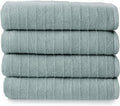 Welhome James 100% Cotton Textured Stripe Towels - 4 Pack Bath Towels, Soft & Absorbent, Mineral