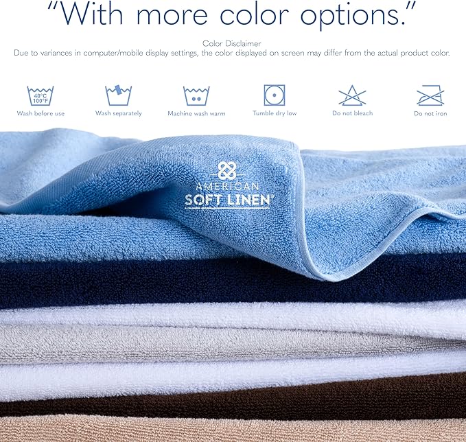 American Soft Linen 100% Cotton 600 GSM Turkish 40x80 Oversized Bath Towel Sheet, Extra Large Adult Towels for Bathroom, Aqua Blue Bath Sheet