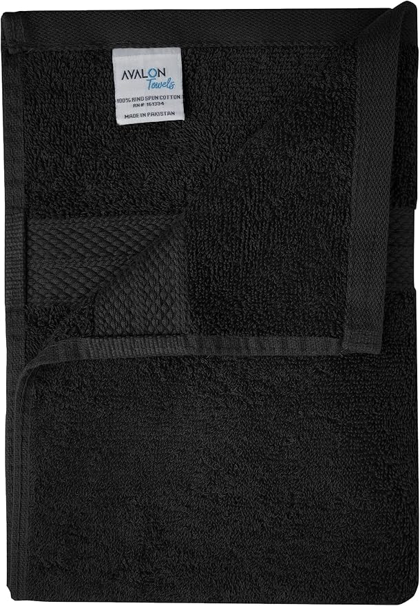 Avalon Towels Bath Towels for Bathroom 100% Cotton Black Bathroom Towels Pack of 6 (22x44 inches) - Quick Drying Bath Towels Set Small, Light Weight & Absorbent Perfect Gym & Pool Towel Set