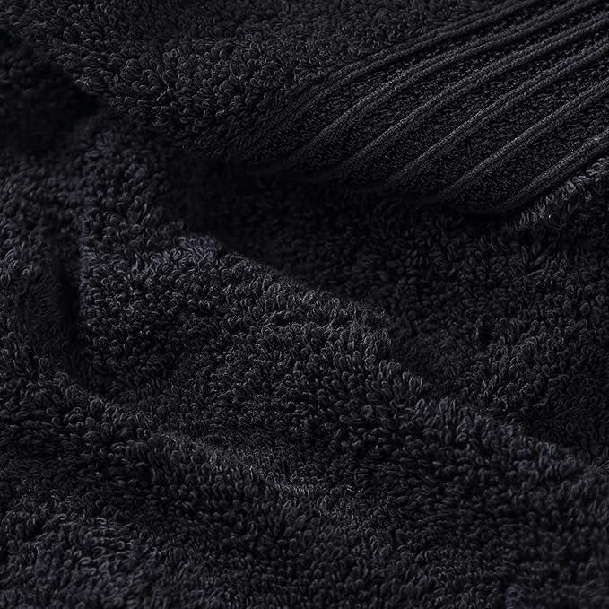 Superior Egyptian Cotton 3-Piece Towel Set, Basic Towels For Bathroom, Home Decor, Guest Bath, Shower, Apartment, Included 1 Face, 1 Hand, 1 Bath Towel, Washcloth, Quick Dry, Black