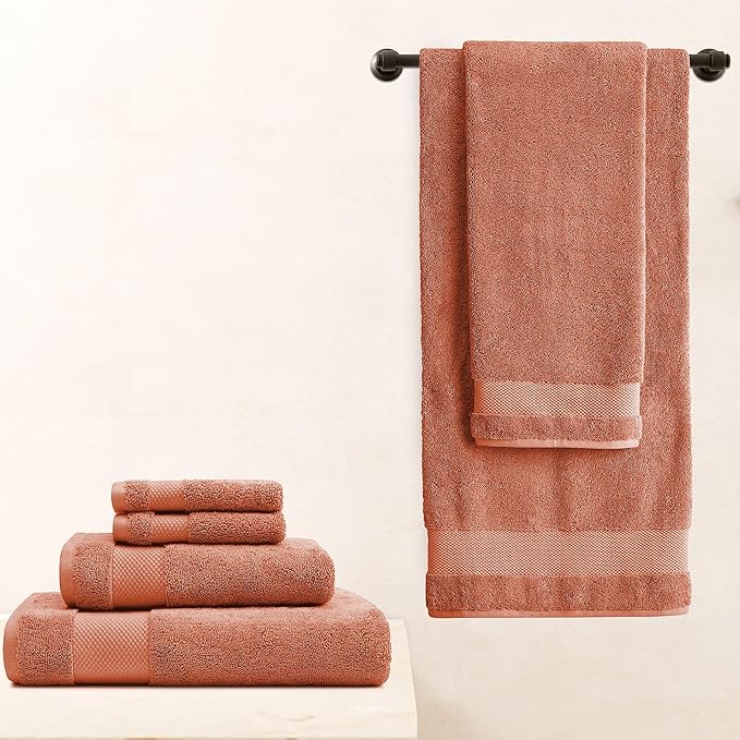 BIOWEAVES 100% Organic Cotton 700 GSM Plush Premium Washcloths 13" x 13" GOTS Certified, Face Towels Perfect for Home & Bathroom - Burnt Orange, Pack of 12