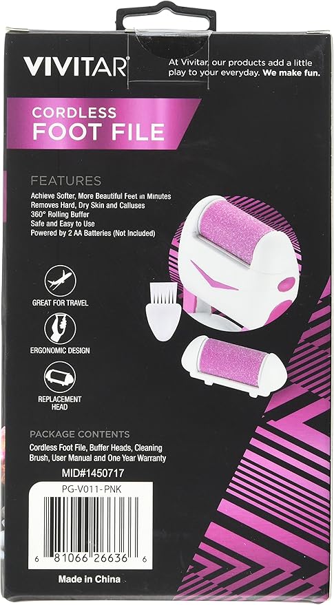 Vivitar PG-V011 Cordless Foot File, White