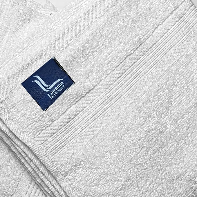 Linteum Textile Supply Luxury Hair Towels 100% Ring Spun Cotton Towel for Women, Men, Kids | 20x40 inches Quick Dry Towels for Gym, Beauty, Spa, Salon | Pack of 6 | White | Superior Soft Touch
