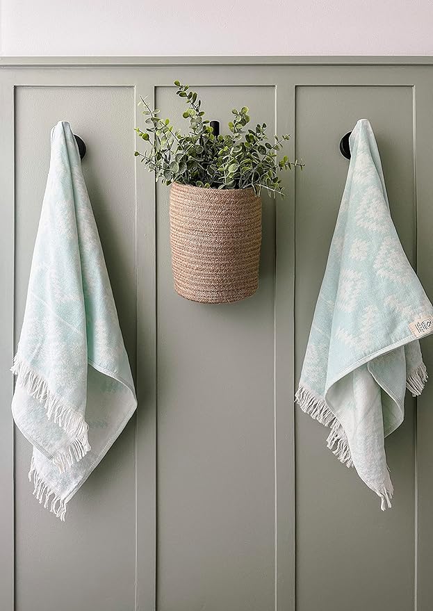 RAY SILVER Aztec Turkish Hand Towels Set of 2 100% Cotton Peshtemal Soft Feel 18 x 36Inches Light Weight Travel Camping Bath Sauna Beach Gym Pool Blanket Quick Dry Oversized Towel