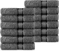 Cotton Craft Ultra Soft 12 Pack Wash Cloths 12x12 Charcoal Weighs 2 Ounces Each - 100% Pure Ringspun Cotton - Luxurious Rayon Trim - Ideal for Everyday use - Easy Care Machine wash