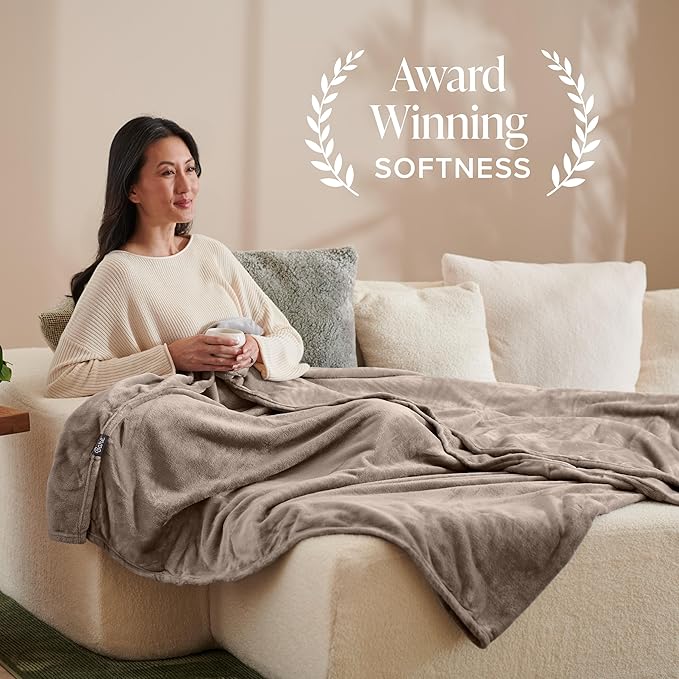 Bare Home Fleece Blanket - Throw/Travel - Ultra-Soft Lightweight for Bed, Sofa, and Couch - Luxury Microplush - Cozy Warm Blanket (Throw/Travel, Taupe)