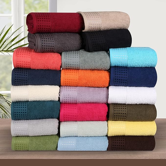 GLAMBURG 100% Cotton Ultra Soft 6 Pack Towel Set, Contains 2 Bath Towels 28x55 Inches, 2 Hand Towels 16x24 Inches & 2 Wash Coths 12x12 Inches, Compact Absorbent Lightweight & Quickdry - Burgundy