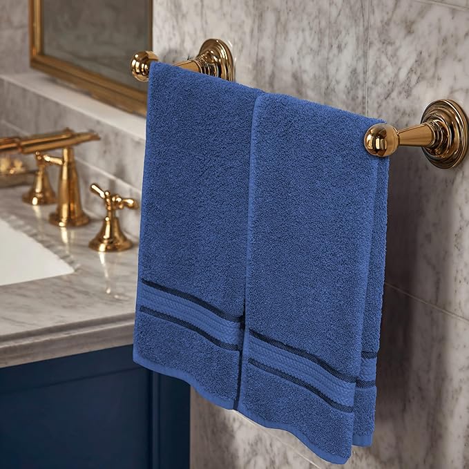 COTTON CRAFT Ultra Soft Hand Towels - 6 Pack Luxury Hand Towels - 100% Cotton Plush Absorbent 580 GSM Large Towel - Quick Dry Durable Machine Washable - Bathroom Kitchen Gym Spa - 16 x 28 - Blue
