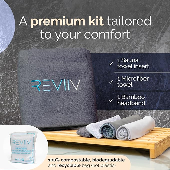 Sauna Blanket Insert Towel Kit - 3 Pcs Luxuriously Soft & Absorbent Sauna Towel Sack with Microfiber Face Cloth & Headband - Accessories for Infrared Blanket Simplified Cleanup - 70" x 30"