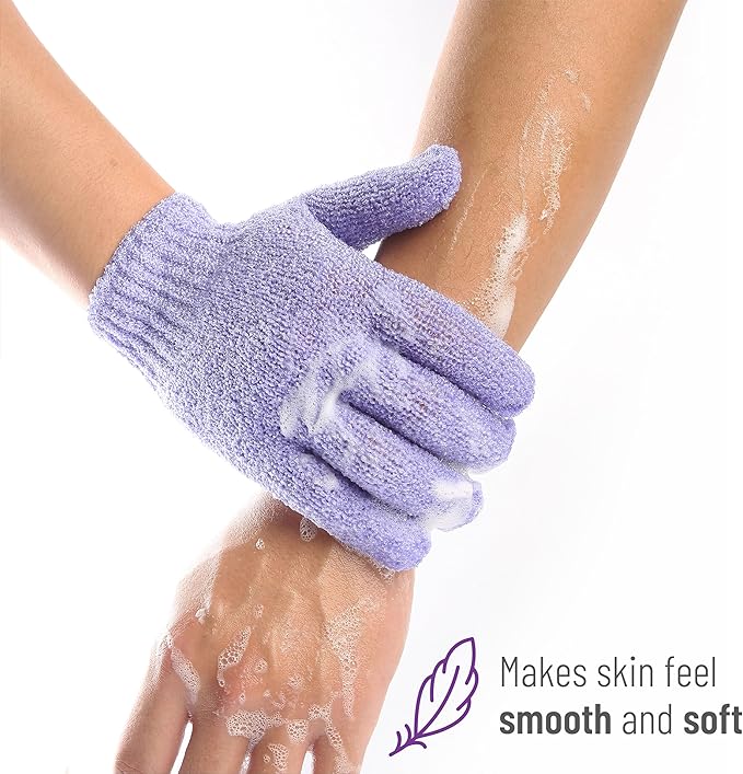 Slick- Exfoliating Gloves, 4 Pcs, Skin Exfoliator for Body, Shower Gloves, Scrub Glove Exfoliating, Exfoliating Body Scrub Glove