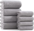 sakano Microfiber Bath Towel Set Ultra Soft Absorbent Speedy Drying Fade Resistant, 4 Bath Towels and 4 Hand Towels, Perfect for Family Bathroom, Gym, and Spa Use - Light Grey