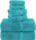 Chakir Turkish Linens 100% Cotton Premium Turkish Towels for Bathroom, 2 Large Bath Towels 36x60, 2 Hand Towels, 2 Washcloths (6-Piece Towel Set, Aqua)