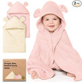 KeaBabies 2-Pack Hooded Baby Towels for Newborn - 35x35 Soft & Absorbent Viscose From Bamboo Baby Bath Towels with Hood for Infant,Toddler,Kids,Boys Girls,Newborn Bath Essentials (Rose Ivory, Regular)
