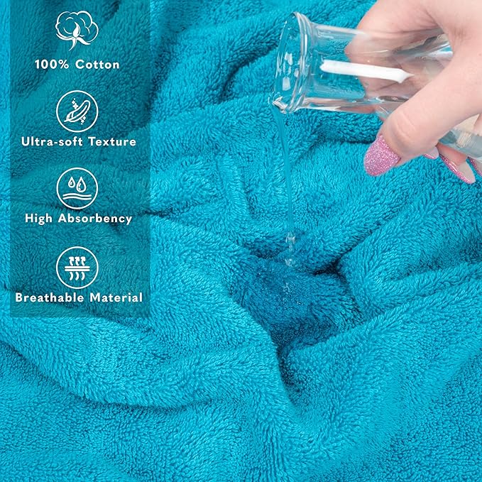 American Soft Linen 35x70 Jumbo Large Bath Towel, 600 GSM 100% Cotton Turkish Bath Sheet, Oversized Luxury Bath Towel for Bathroom Beach and Pool, Aqua Blue