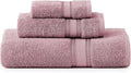 LANE LINEN Luxury Bath Towels Set - 3 Piece Set, 100% Cotton Bathroom Towels, Zero Twist, Quick Shower Towels, Absorbent Bath Towel, Soft, 1 Bath Towel, 1 Hand Towel, 1 Wash Cloths - Wishful Mauve